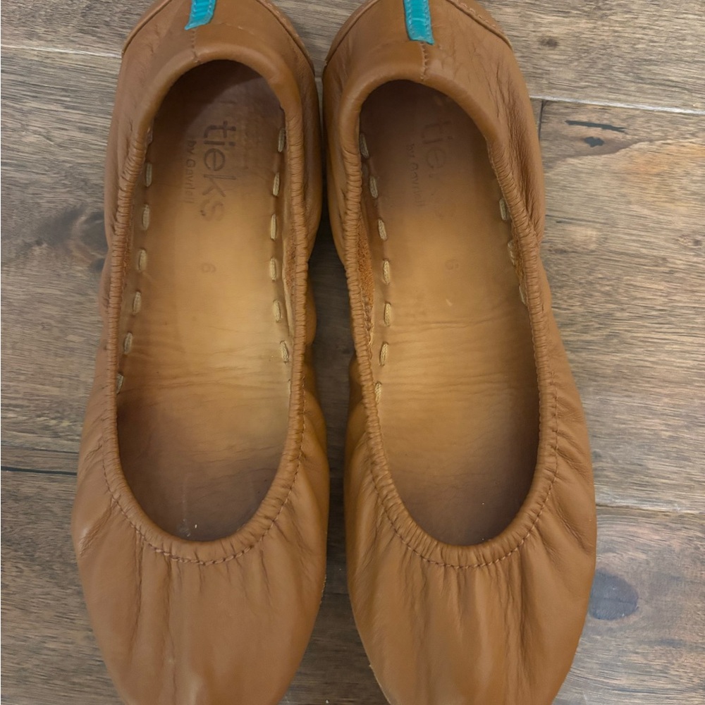 Tieks Brown and Blue Leather Flats - Picture 2 of 2